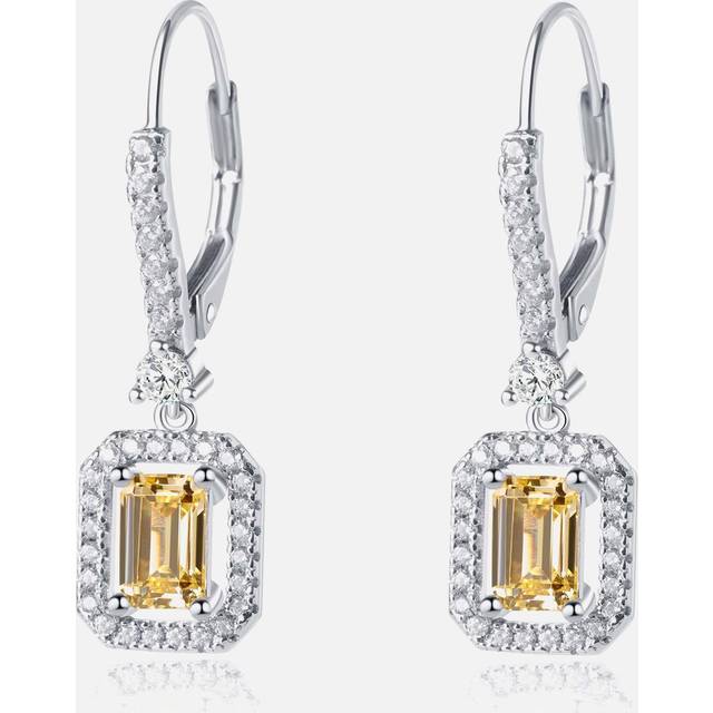 Carat London Moxie Emerald Borderset White Gold-Plated Earrings