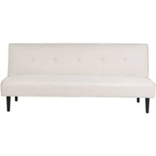 Beliani - Retro Fabric Sofa Bed 3 Seater Armless Buttoned Adjustable Backrest Light Beige Visby