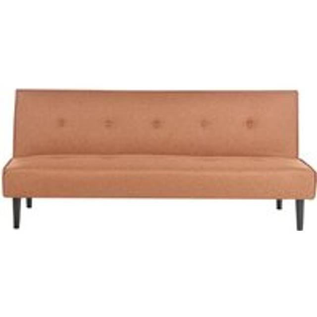Beliani - Retro Fabric Sofa Bed 3 Seater Armless Buttoned Adjustable Backrest Golden Brown Visby