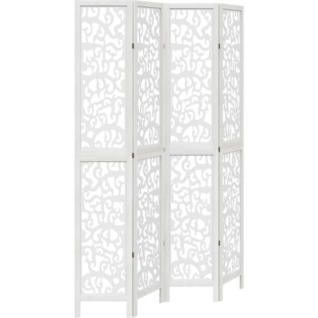 vidaXL Room Divider 4 Panels White Solid Wood Paulownia