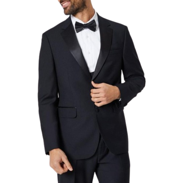 Mens Black Tailored Fit Tuxedo Suit Jacket - 40R