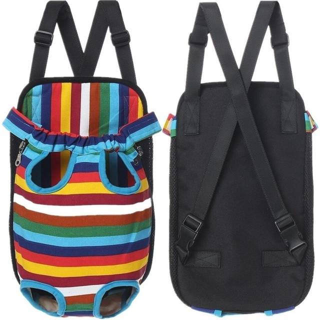 (Colorful, M) S-XL Size Adjustable Pet Puppy Dog Cat Net Canvas Backpack Front Tote Carrier Travel Shoulder Bag