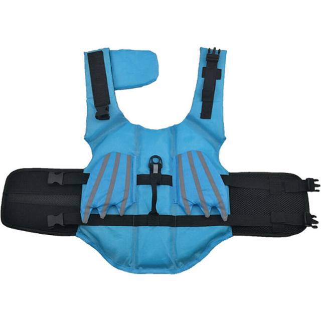 (Blue, M) Dog Life Jacket Swimsuit Safety Clothes Swimwear Suit Vest