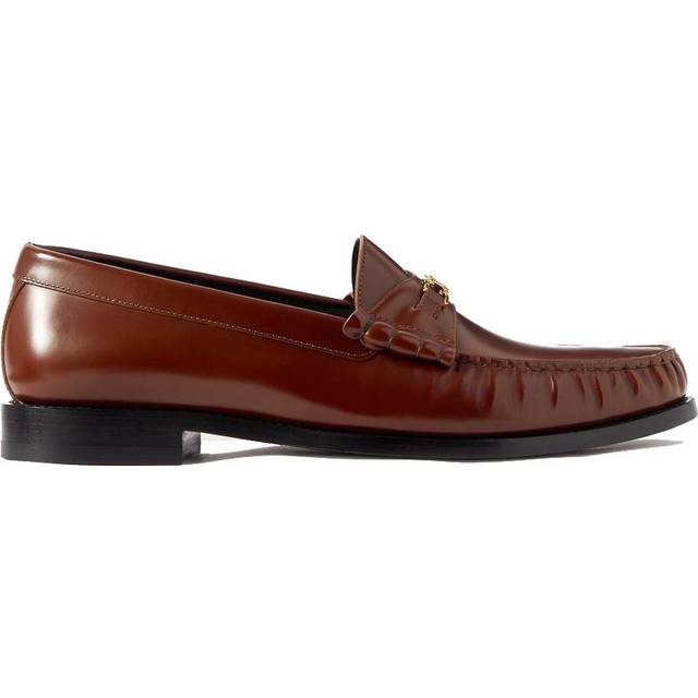 CELINE HOMME - Logo-Detailed Leather Loafers - Men - Burgundy - EU 46