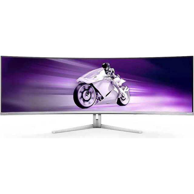 PHILIPS Evnia 49M2C8900-49 tum QD OLED böjd spelskärm, 240 Hertz, 0,03 ms GtG, HDR400, Ambiglow (5120x1440, HDMI 2.1, DisplayPort 1.4, USB-C, USB-hubb) Vit