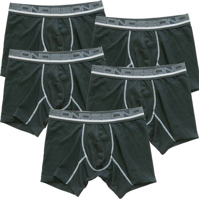 (S) 5 Pack Bonds Sports Mesh Mid Leg Trunk Men Boxer Briefs Underwear MZEUA Black Bulk