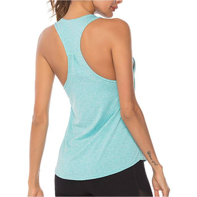 (Sky Blue, S) Women's Yoga Top Fitness Sleeveless Vest T-Shirt Workout