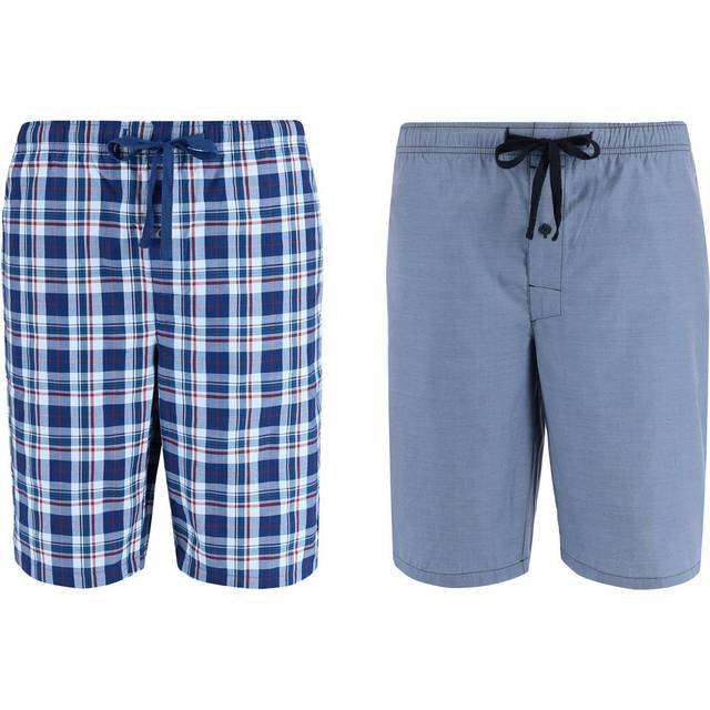 Hanes Men&#39;s Big and Tall Woven Cotton Pajama Sleep Shorts (Pack of 2) - Blue and Chambray Blue (3X)