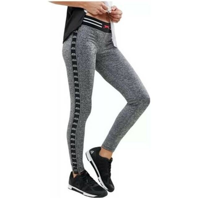 (UK12) Slazenger Womens Kerin Full Length Gym Training Leggings Bottoms Pants Marl Grey