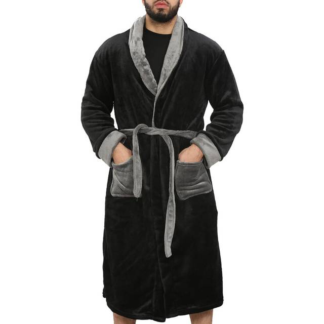 (S) Adults Fleece Noir Bathrobe Dressing Gown