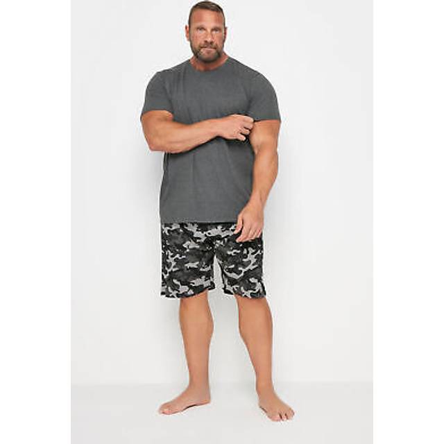 Size Xl Mens Badrhino Big & Tall Grey Camo Print Shorts And Tshirt Pyjama Set Big & Tall - XL