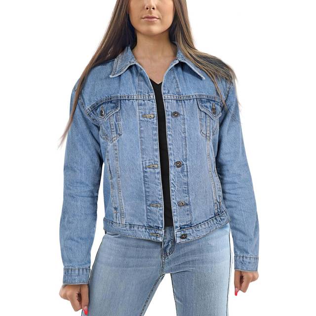 (6, Light Blue) Ladies Light Blue Denim Jacket Urban Streetwear Jean