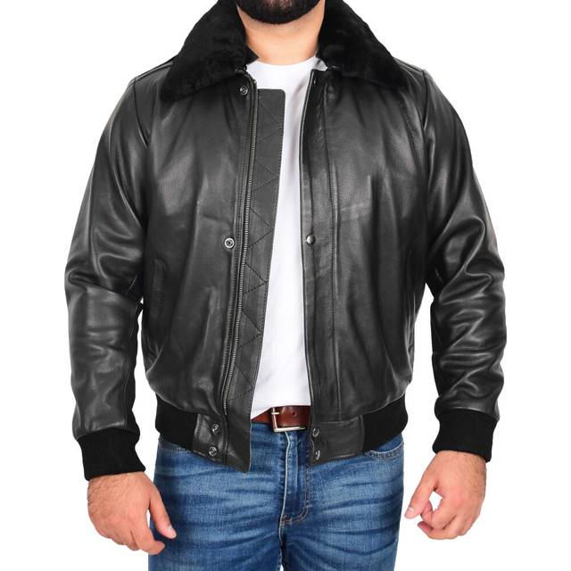 Mens real cowhide pilot leather jacket heavy duty air force bomber varsity