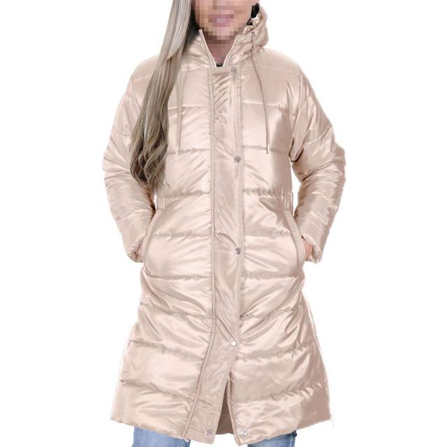 Ladies adults long sleeve oversized stone hooded quilted padded coat jacket
