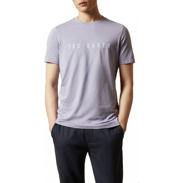 Ted Baker Mens Broni Short-Sleeved Branded T-Shirt, Lilac Cotton - Size 2XL