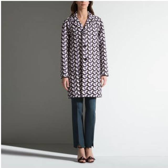 Bally Womens Triple Button Smart Coat in Yellow - Blue Wool - Size 10 UK