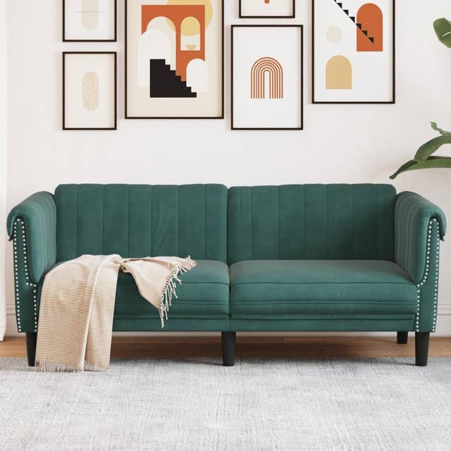 Soffa 2-sits mörkgrön sammet