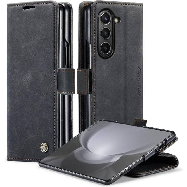 (Black) Flip Case for Samsung Galaxy Z Fold 5 5g Case Card Slot Kickstand Vintage Pu Leather Wallet Flip Folio Book Magnetic Closure Shockproof