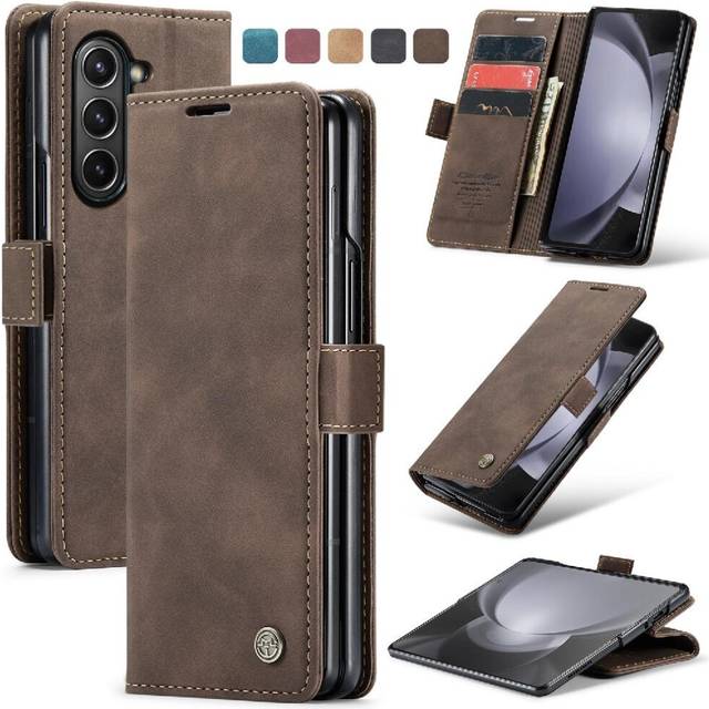 (Brown) Flip Case for Samsung Galaxy Z Fold 5 5g Case Card Slot Kickstand Vintage Pu Leather Wallet Flip Folio Book Magnetic Closure Shockproof