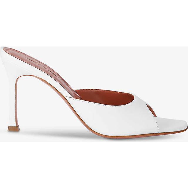 Amina Muaddi Womens White Alexa 90 Leather Heeled Mules Eur 36 / 3 Uk Women - WHITE