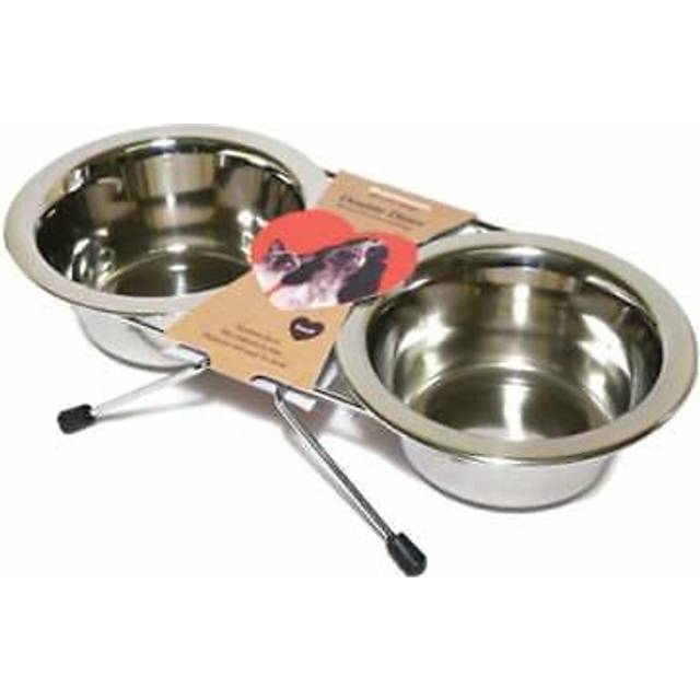 Steel Double Diner Cat Bowls, Small