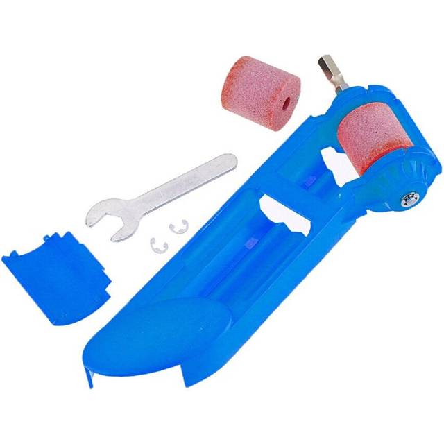 (Blue) Portable Corundum Grinding Wheel Drill Bit Sharpener for Electric Drill with Extra Stone