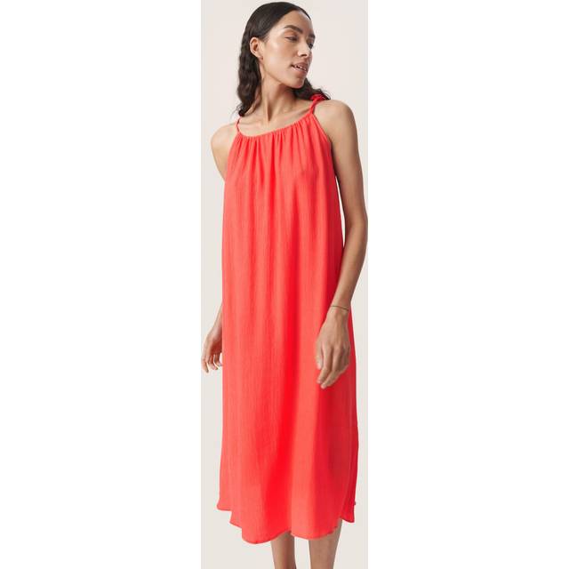 Kehlani Tie-Strap Dress - Hot Coral - <p>Copenhagen-based brand Soaked In Luxury champions sophisticated yet accessible style, delivering a range of wardrobe staples each season that showcases the label's refined design aesthetic. Minimalistic every day basics, flowing feminine dresses and tailored workwear are at the core of each collection, all crafted with the purpose of transcending seasons so you get more out of your favourite pieces.</p>