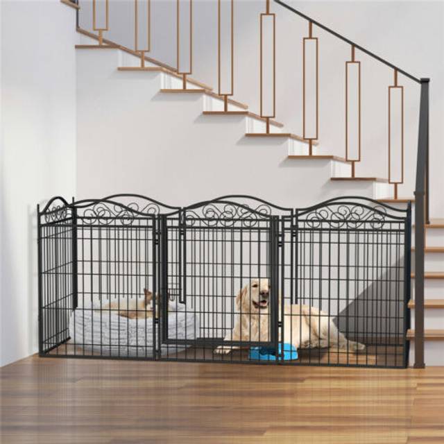 Dog playpen pet kennel crate folding barrier fencing garden expanding gate pen