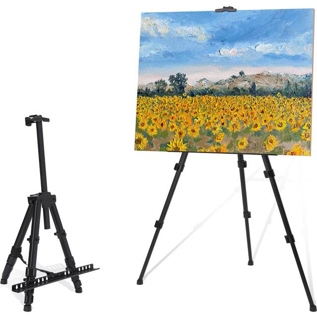 STARHOO Easel for Painting Canvas - Aluminum Art Easel Stand for Table Top/Floor 17 to 63 Adjustable Height with Portable Bag Classic Black