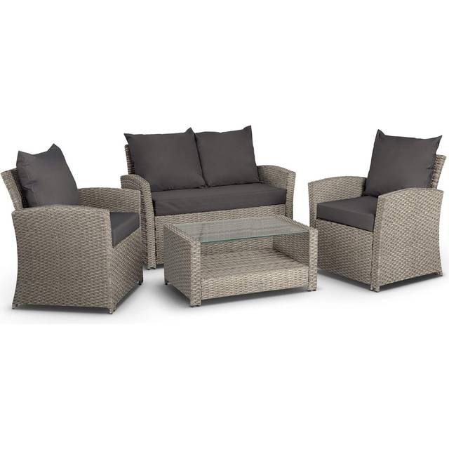 4 Seater Rattan Sofa Set - Black (4)
