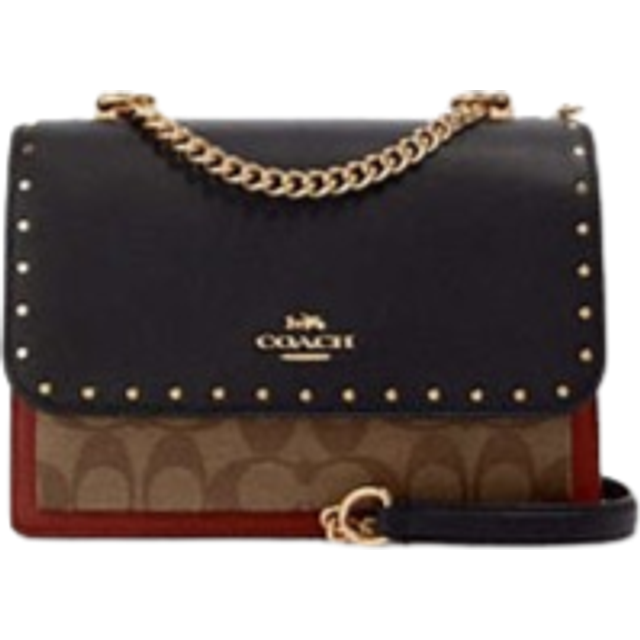 Coach Womens Signature Snake Embossed Mix Rivets Klare Crossbody Bag - Beige - One Size