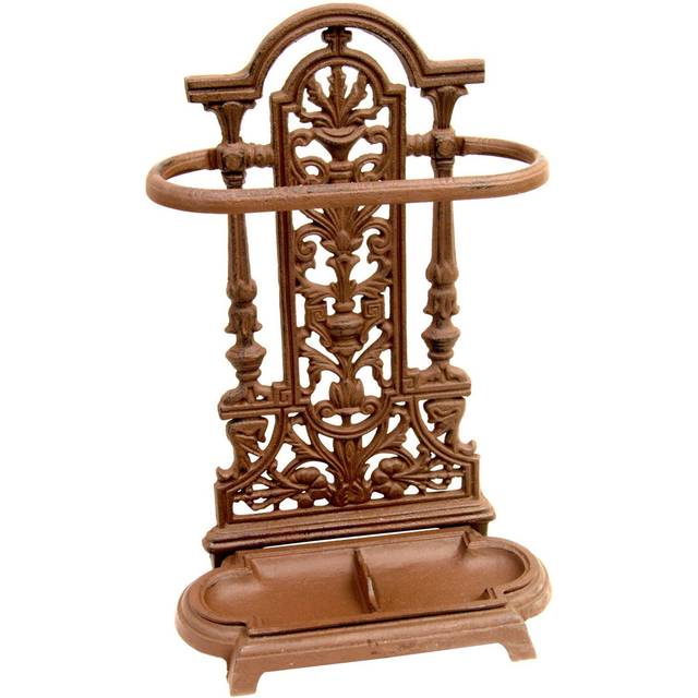 Ornate Vintage Cast Iron Umbrella/Walking Stick Stand - Brown (50cm H X 30cm W X 14cm D)