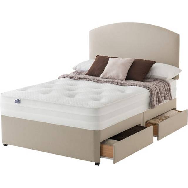 Silentnight Mirapocket 1200 4-Drawer Storage Divan Bed Set Sandstone No Headboard - 180cm, Brown