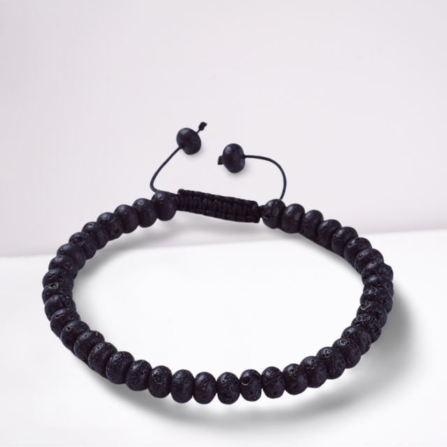 Bracelet black lava bead size:18-27cm men's stylish gift box included