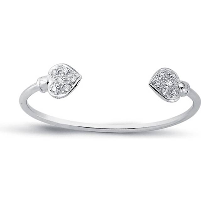 Jewelco London Girls Sterling Silver Cubic Zirconia Love Hearts Spades Torque Baby Bangle Bracelet 2.5mm - AKB026