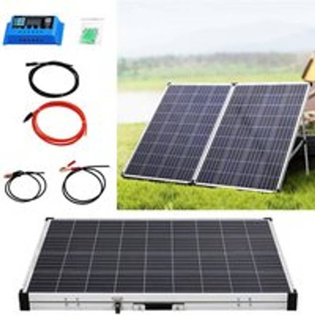 50W Portable Folding Solar Panel Kit - Black - One Size