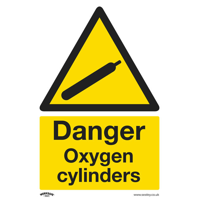 SEALEY Danger Oxygen Cylinders - Warning Safety Sign - Self-Adhesive Vinyl | SS61V1 | GSF Car Parts