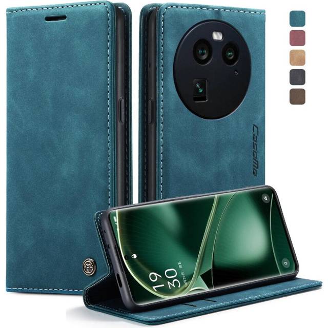 (Blue) Flip Case for Oppo Find X6 5g Magnetic Closure Shockproof Vintage Pu Leather Wallet Case Card Slot Kickstand Flip Folio Book