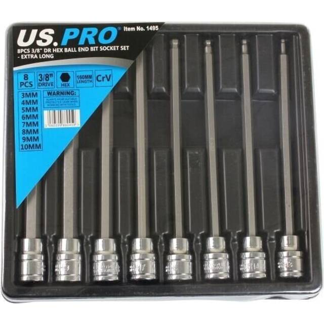 "8pc 3/8"" Long Ball End Hex Allen Bit Key Sockets 3mm - 10mm"