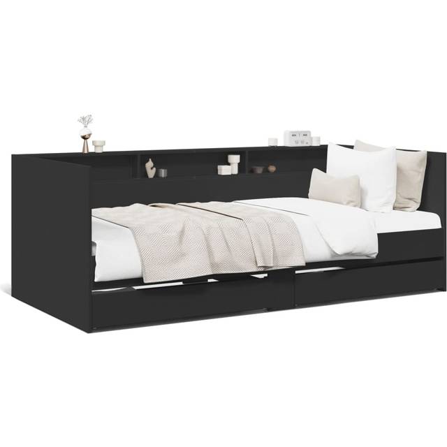vidaXL Daybed with Drawers without Mattress Black 100x200 cm