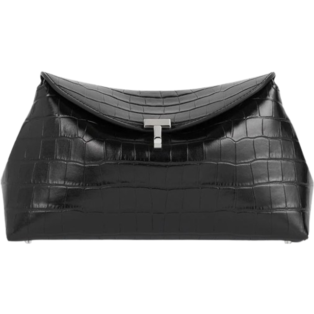 Toteme T-Lock croc-effect leather clutch - black (One Size)