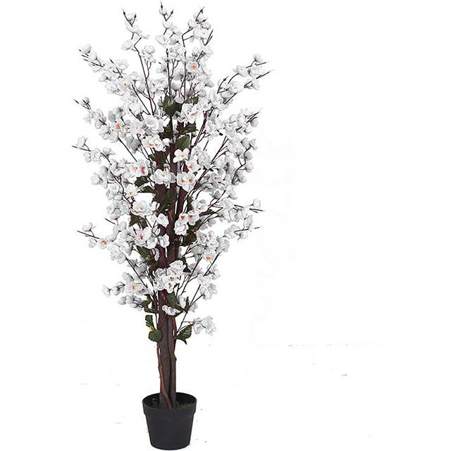 Leaf Artificial White Blossom Tree Plants 120Cm 4Ft, White