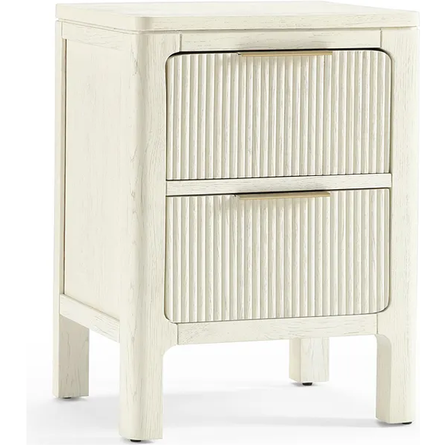 White Painted Solid Oak Bedside Tables and Cabinets - 2 Drawer Bedside Table - Wren Range - Oak Furnitureland