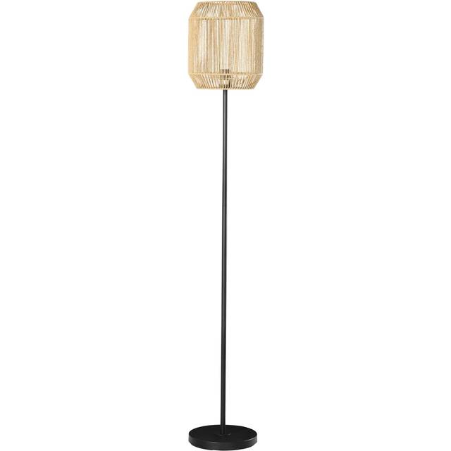 HOMCOM Farmhouse Floor Lamp - Natural, Brown