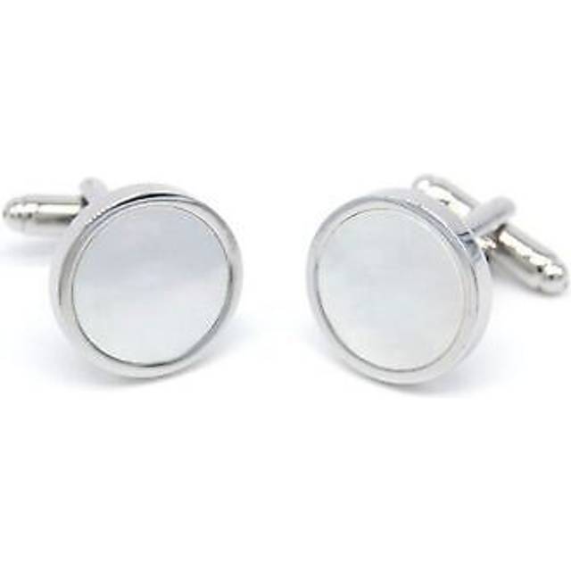 Silver cufflinks with mother of pearl stone - classy and elegant uk stock