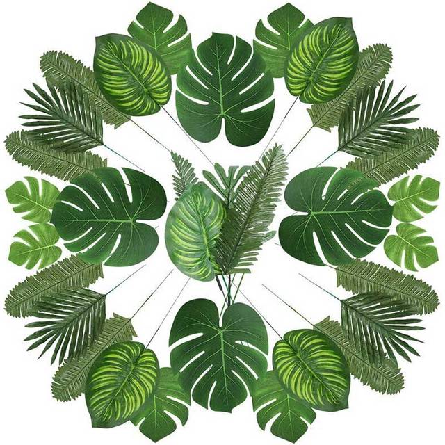Tropical Palm Leaves Summer Monstera Artificial Plants Simulation Leaf for Hawaiian Theme Party Decor Home Garden Fake Plant