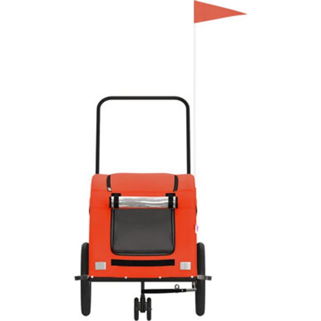 vidaXL Pet Bike Trailer Orange and Grey Oxford Fabric and Iron
