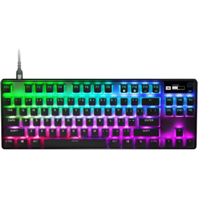 SteelSeries Apex Pro TKL (2023) – Hypermagnetiska gamingtangentbord – Världens snabbaste tangentbord – Justerbar manövrering – E-sport utan numpad – OLED – PBT-keycaps – USB-C – Engelsk QWERTY Layout