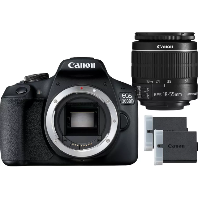 Canon EOS 2000D digital reflexkamera 24,1 MP APS-C 1080p - 30 fps 3x optisk zoom EF-S 18-55 mm IS II-objektiv...