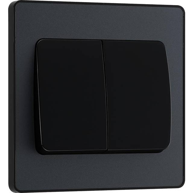 BG Evolve Matt Grey Double Light Switch 20A 16AX 2 Way Wide Rocker - PCDMG42WB